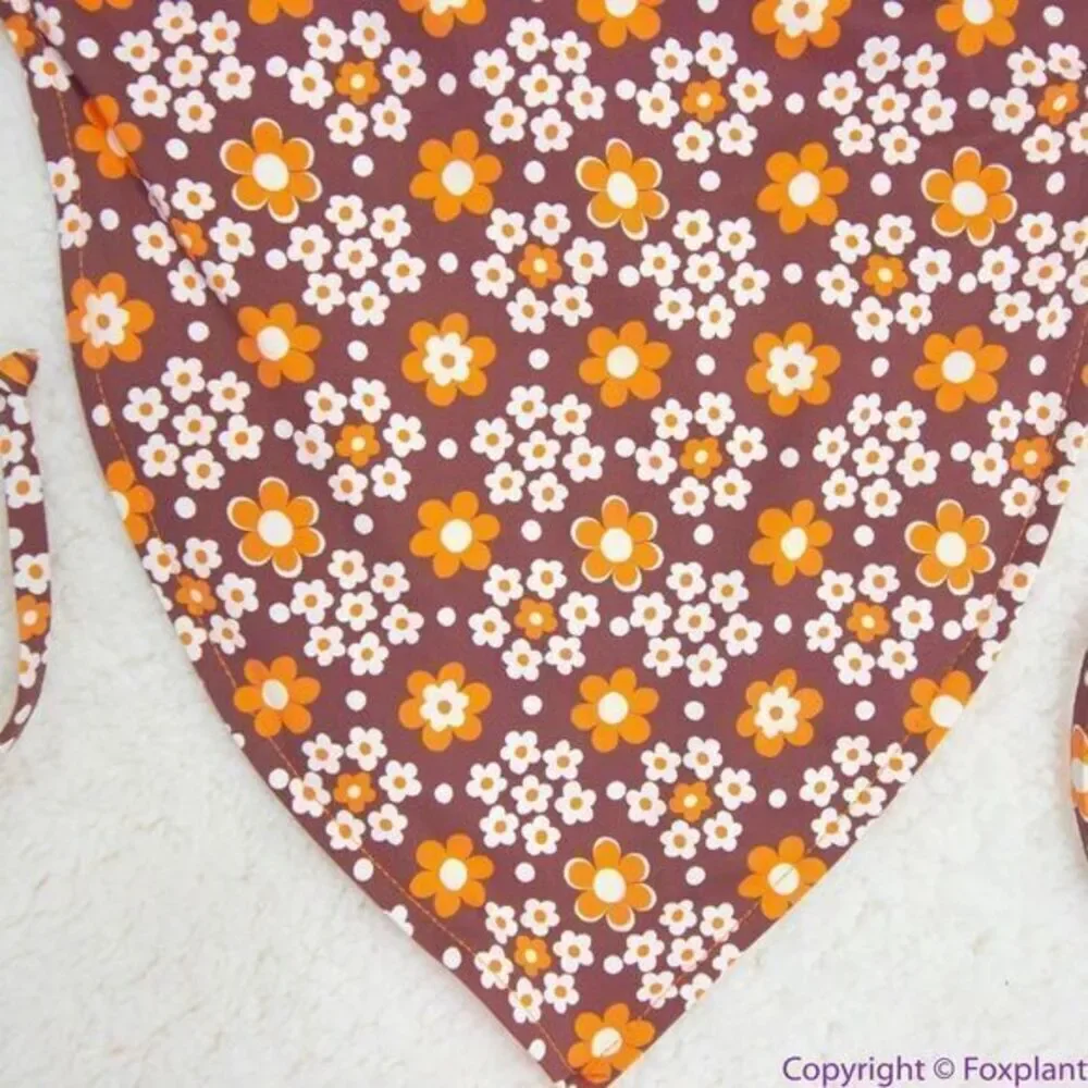 NEW Frankies Bikinis retro Indy floral halter cowl swim top,‎ S